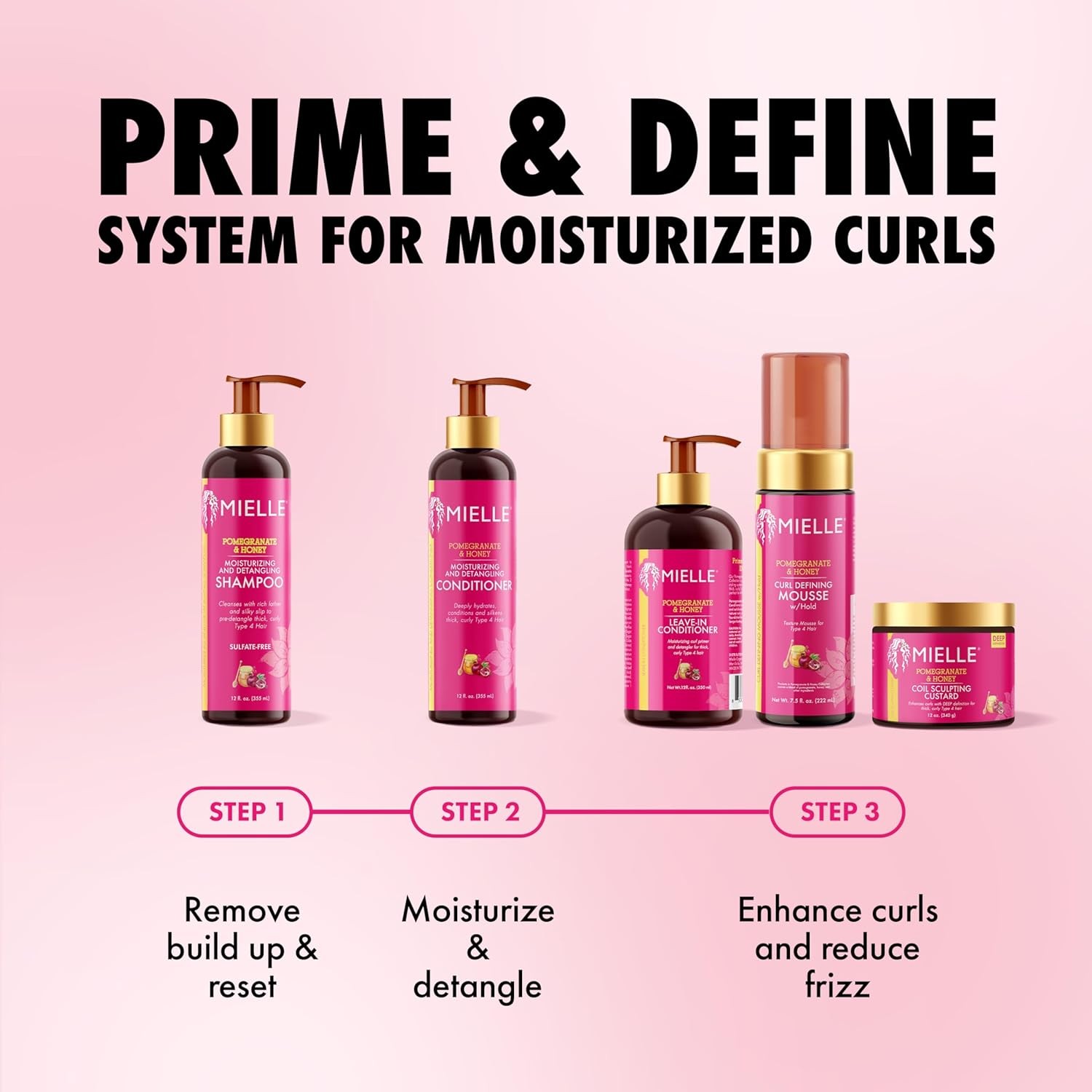 Mielle Organics Pomegranate & Honey Curl Cream – Coil Sculpting Custard for Type
