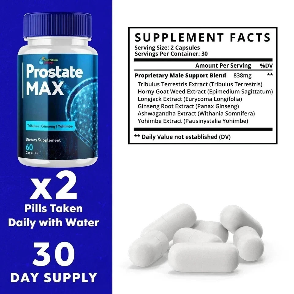 Prostate Max Formula Supplement Natural Vitamin for Health & Wellness 120 Caps