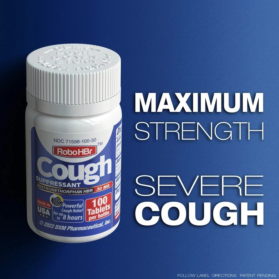 3 PACK HBr Cough suppressant 100 Tablets 30mg of Dextromethorphan Hbr Ship USA**