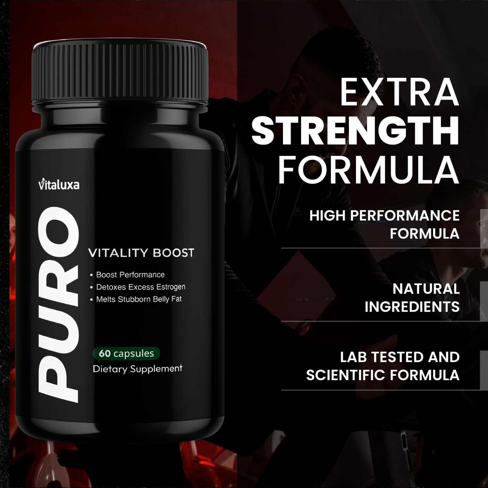 (5 Pack) Puro Vitality Boost, Premium Supplement Maximum Strength (300 Capsules)