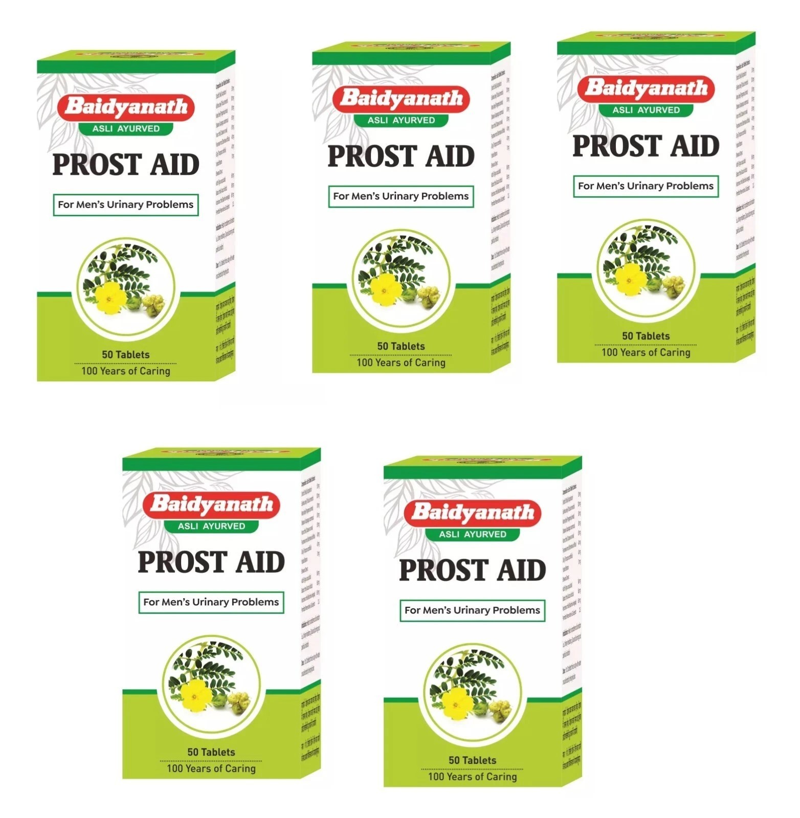 5 x Baidyanath Prostaid Tablets (250 Tabs Total) | Herbal Support Prostate