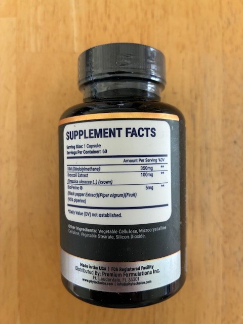 Phytochoice DIM (Diindolylmethane) 350mg w/ Bioperine & Brocolli Extract 60 Days