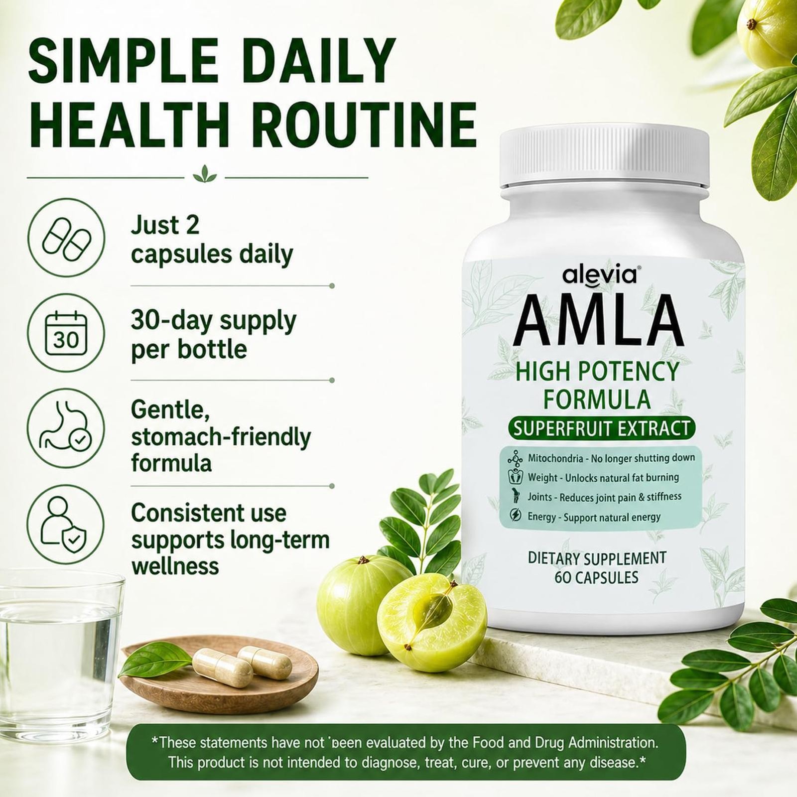 AMLA Capsules Superfruit Extract High Potency Formula 60 Capsules