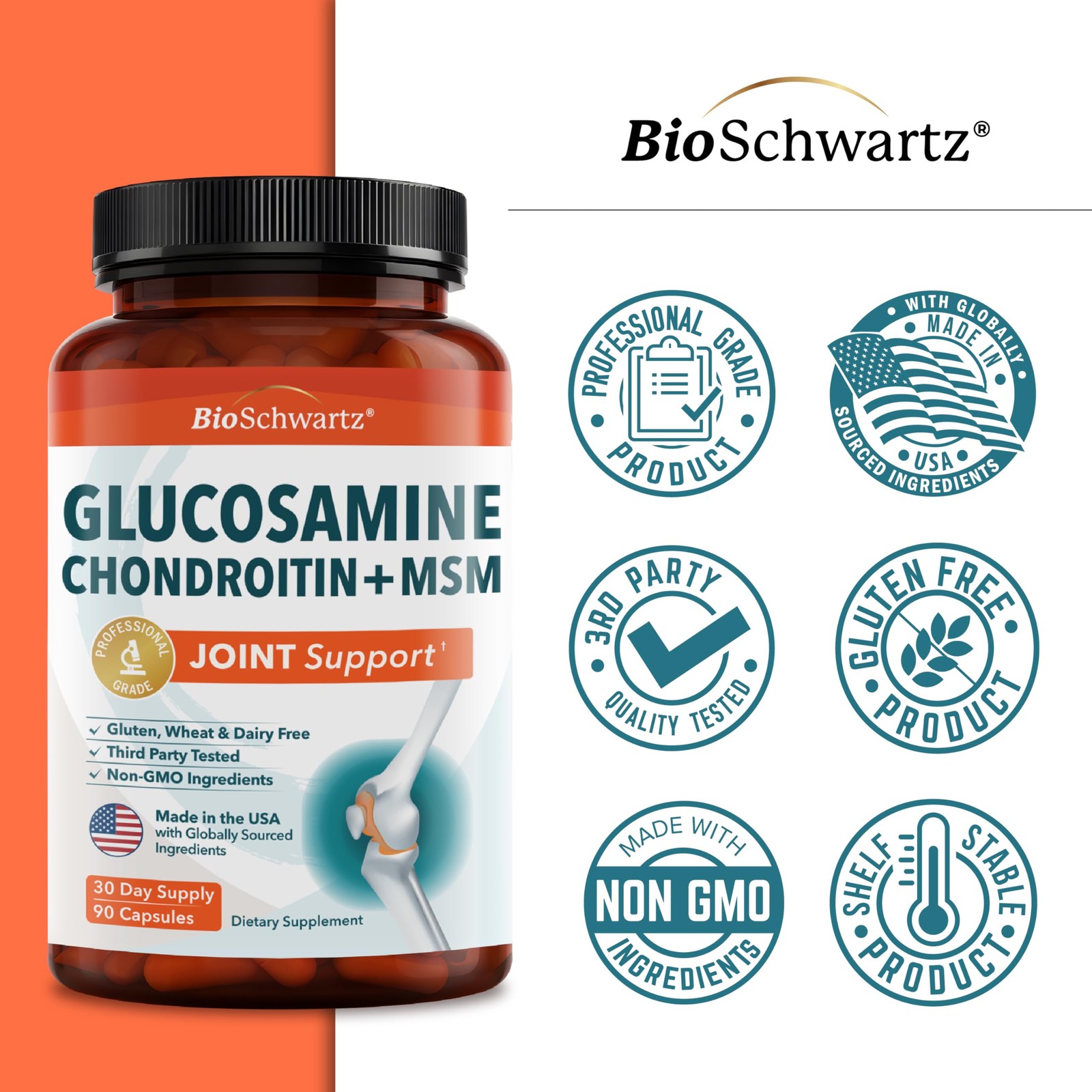 Glucosamine Chondroitin MSM Joint Support Supplement – 90 Count (Pack of 1)