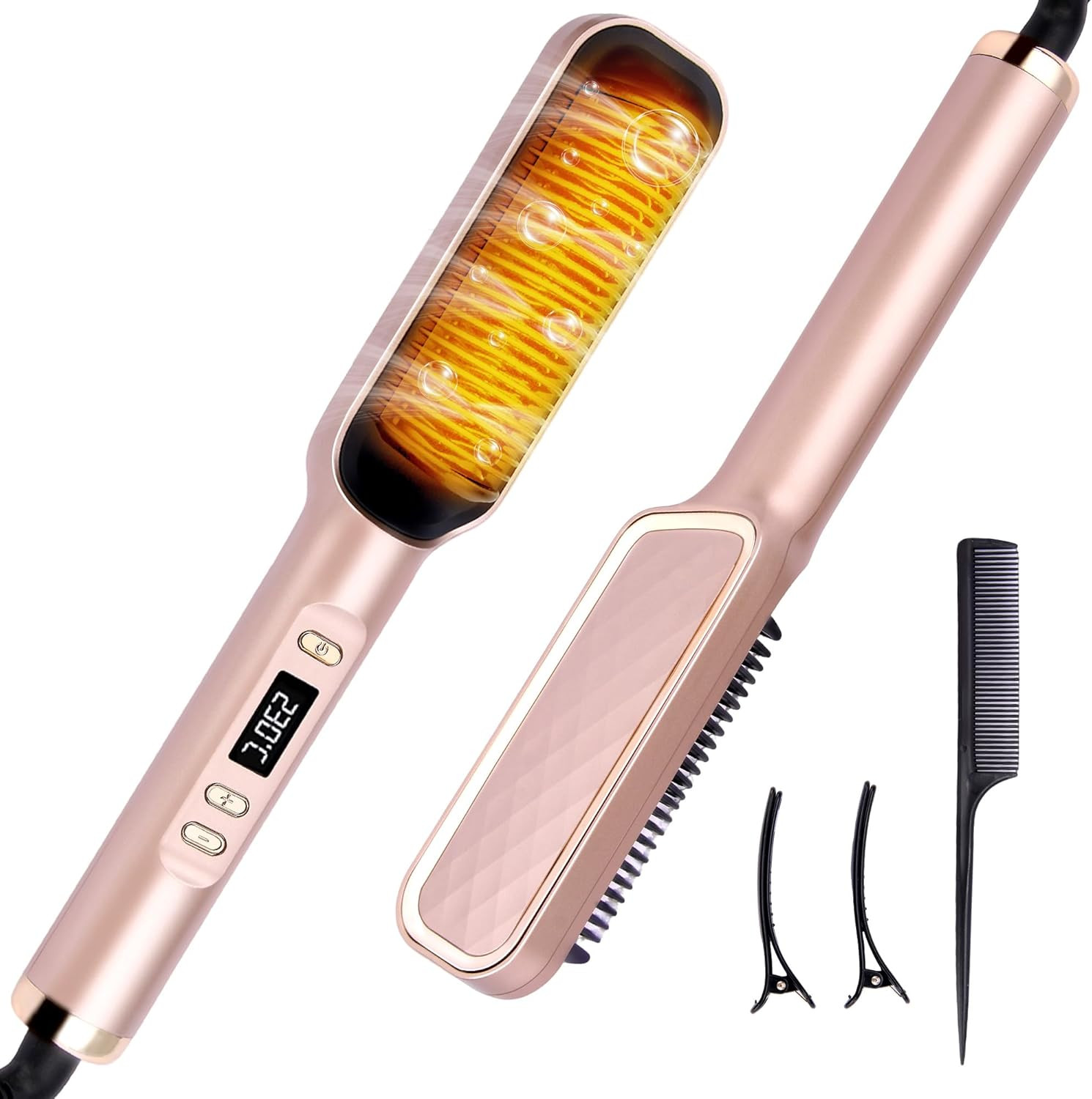 Hair Straightener Brush, Ring Sleek Sweep Ionic Hair Straightener Comb Straighte