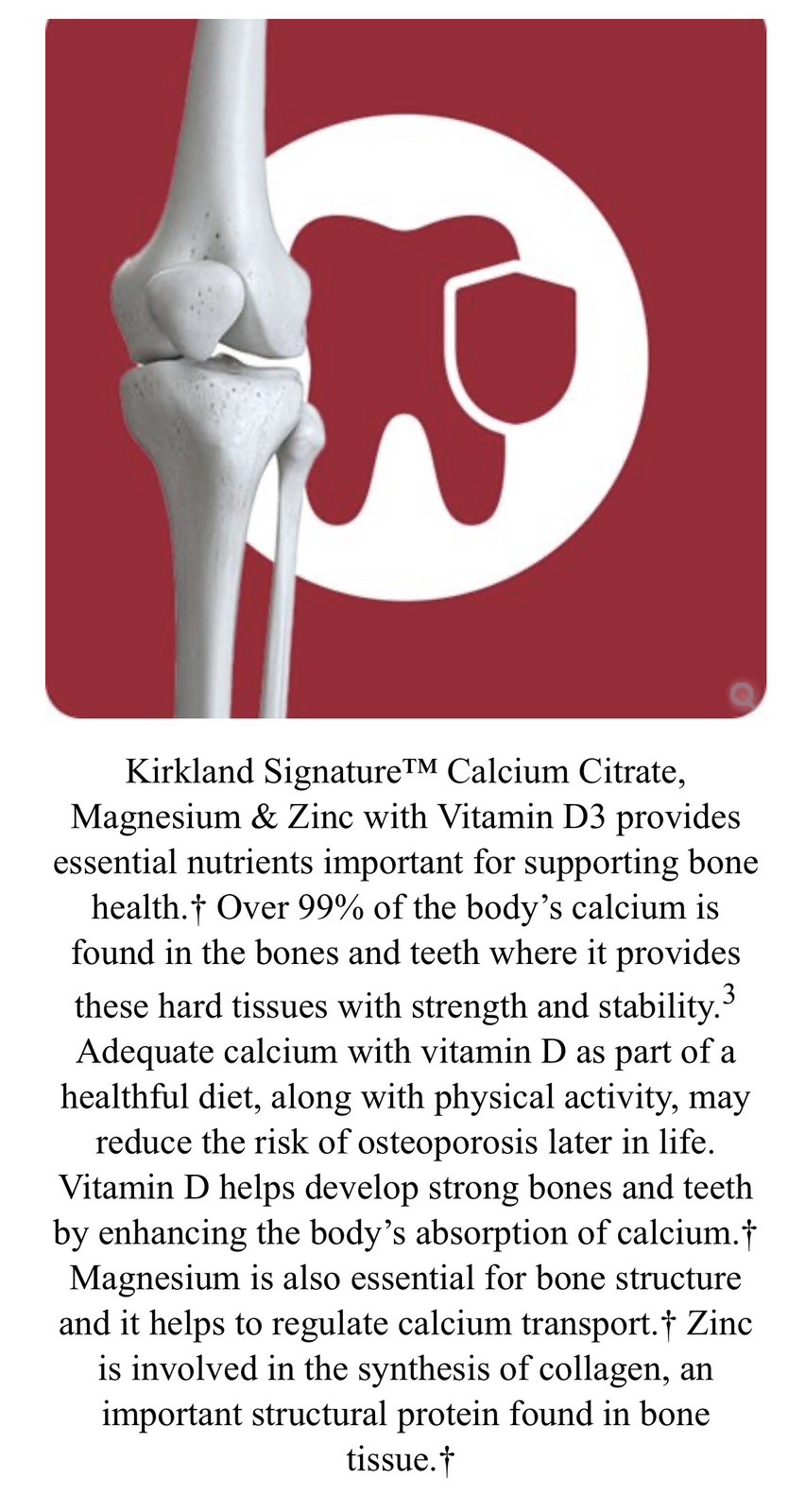 Kirkland Signature Calcium Citrate, Magnesium and Zinc, 500 Tablets