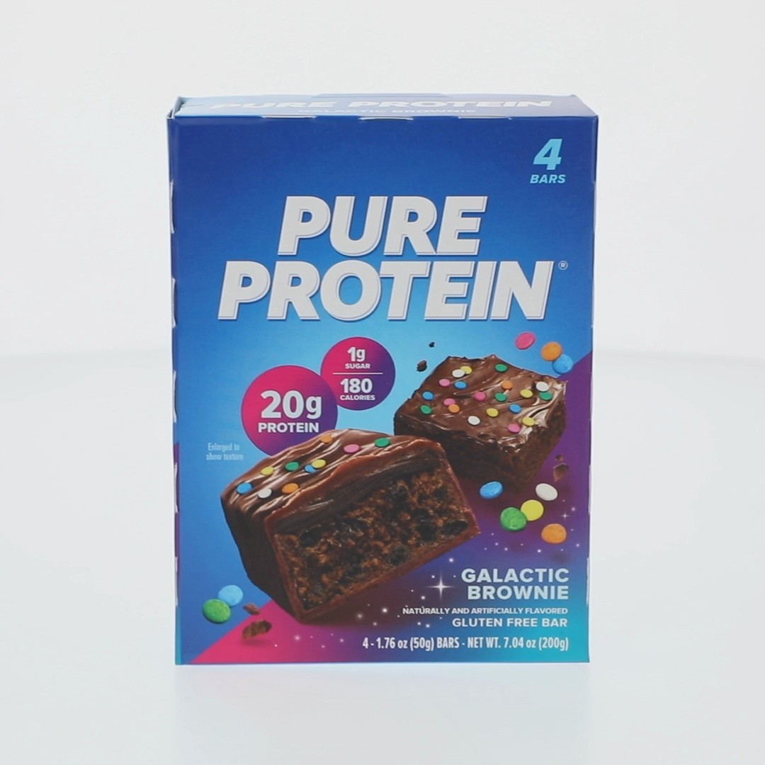Pure Protein Bars, Galactic Brownie, Gluten Free, 20g Protein, 1.76 oz, 4 Count