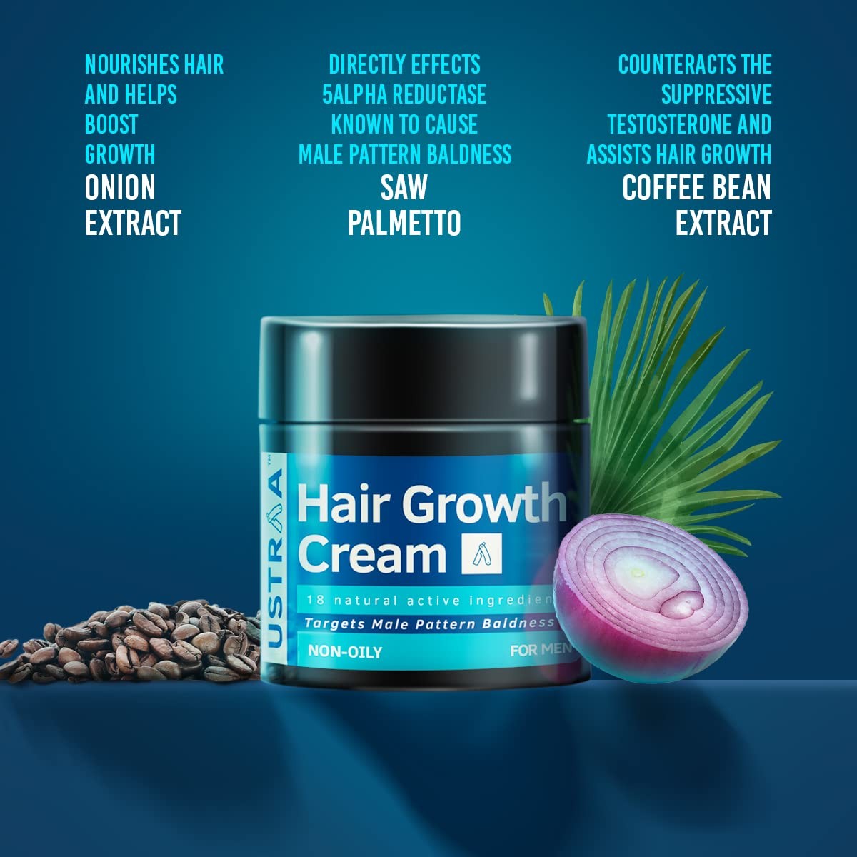 USTRAA Hair Growth Cream ,Onion Extract Neelbhringadi & Black Seed Oil 2 x 100gm