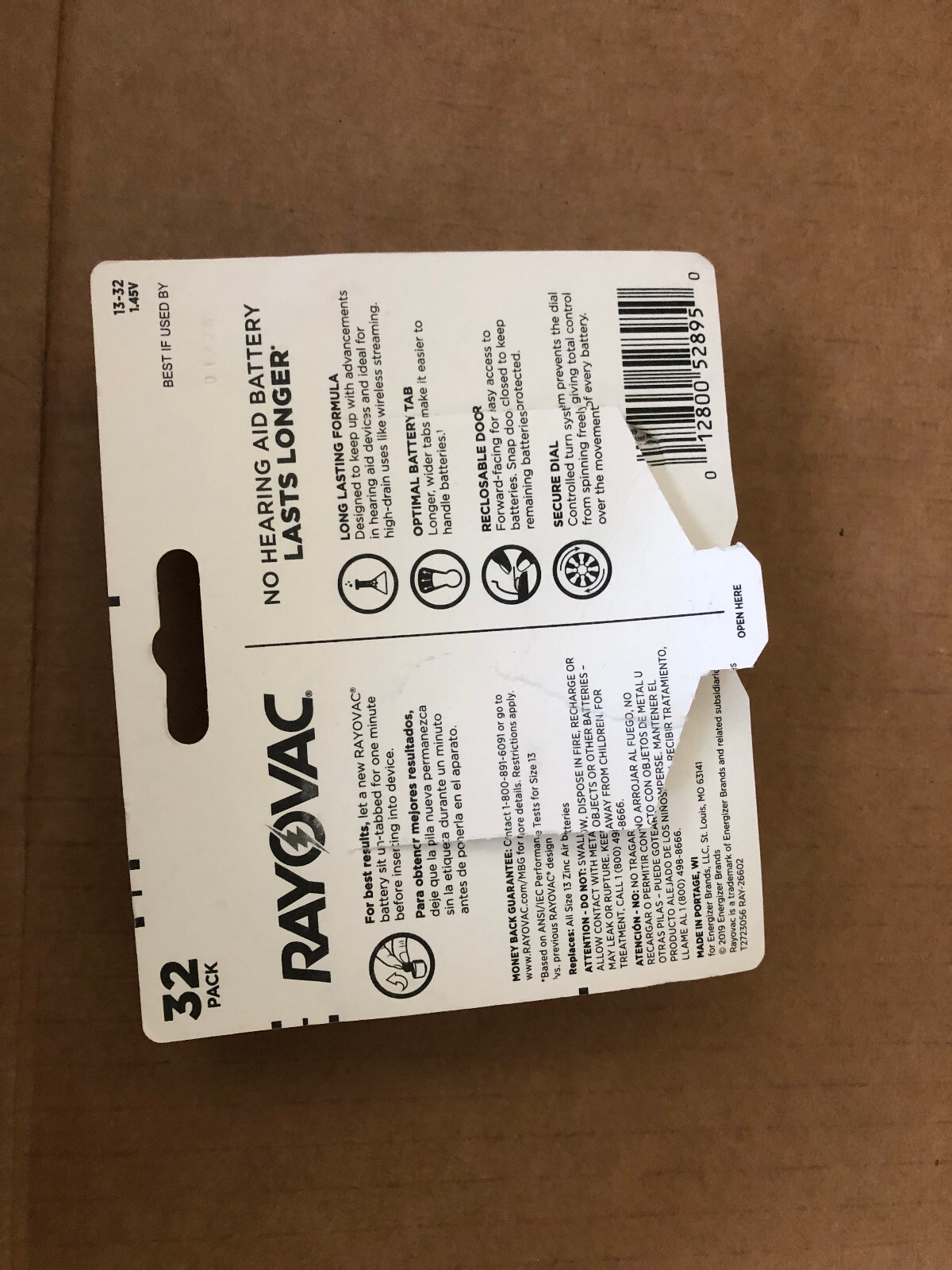 Hearing Aid Batteries, Size 13, 32 pk, Expires 01/2025 Rayovac, New in Package