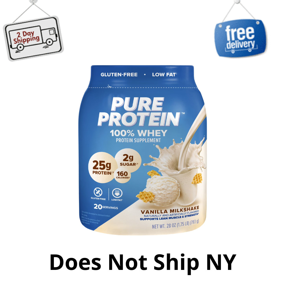 Pure Protein 100% Whey Protein Powder, Vanilla Cream, 25g Protein, 1.75 lbs New