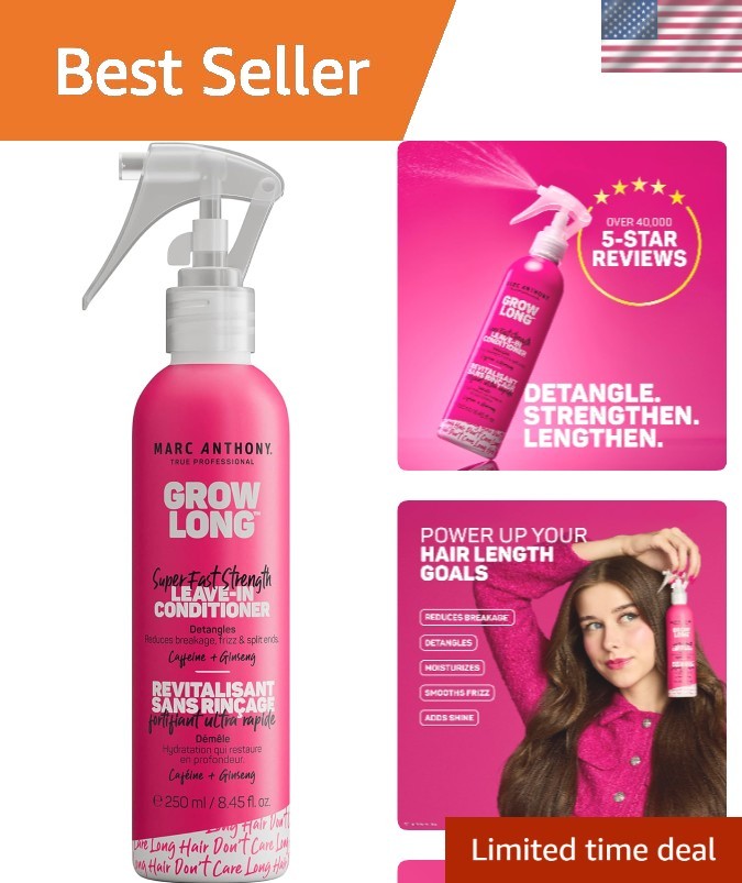 Grow Long Leave-In Conditioner Spray: Hydrating Biotin & Ginseng Formula, 8.4 Oz