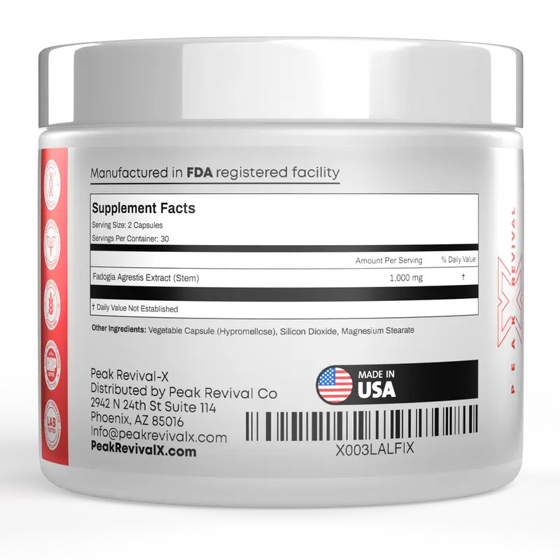 Peak Revival-X Fadogia Agrestis 1000mg, Men Testosterone Support for Muscle Stre