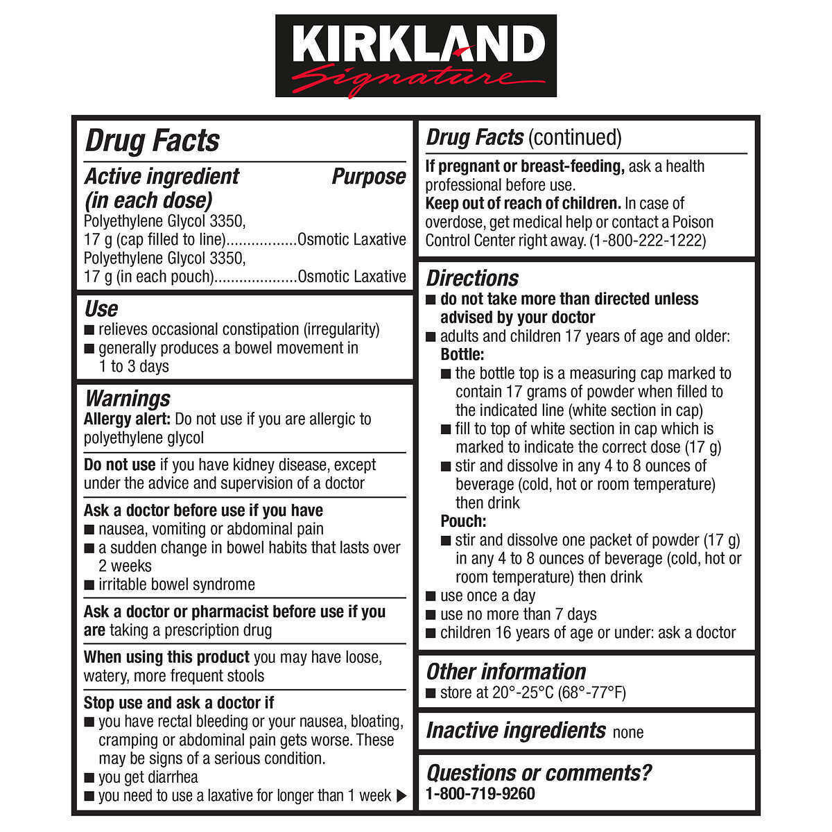 Laxative Polyethylene Glycol – Kirkland Signature LaxaClear 100 Doses VS MiraLAX