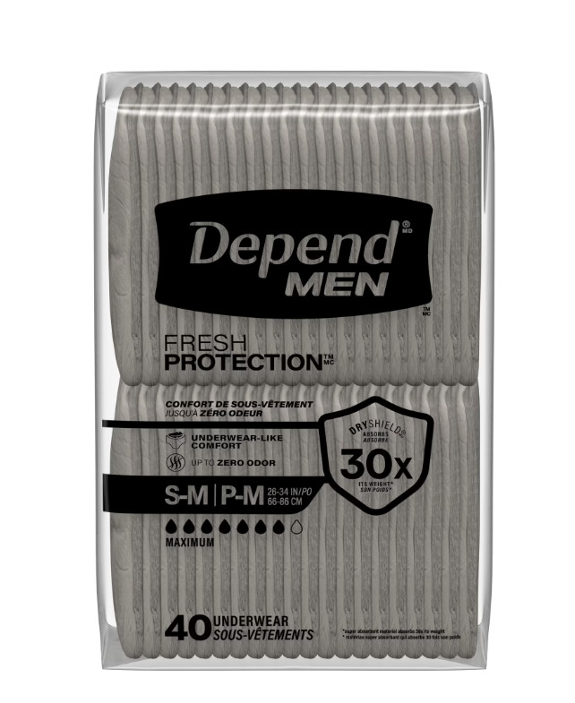 Depend Fresh Protection Incontinence Underwear for Men, Adult, S/M, 80 Count