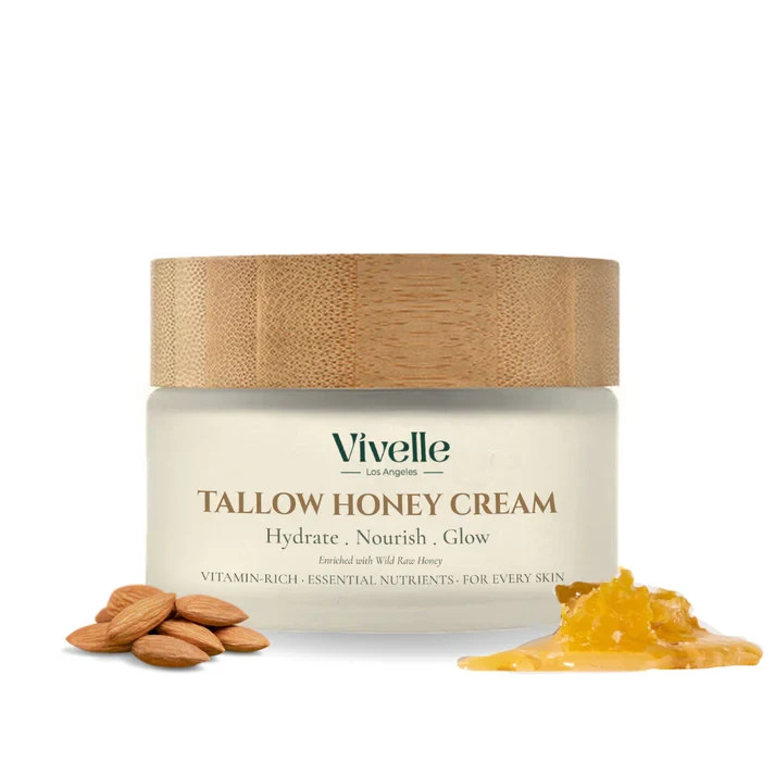 2 Pack Grass Fed Beef Tallow Honey Face Cream Moisturizer Dry Sensitive Skin 3.6
