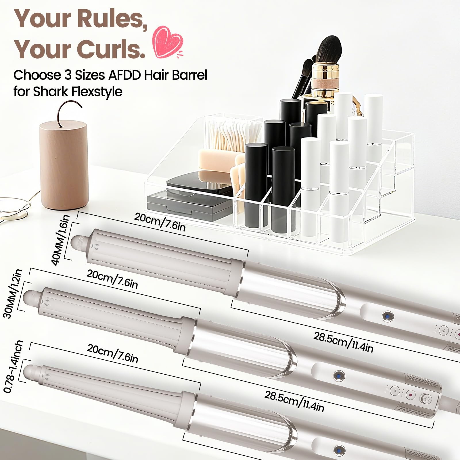 AFDD 1.6in Long Hair Curling Barrel Attachment Compatible with Shark FlexStyle,