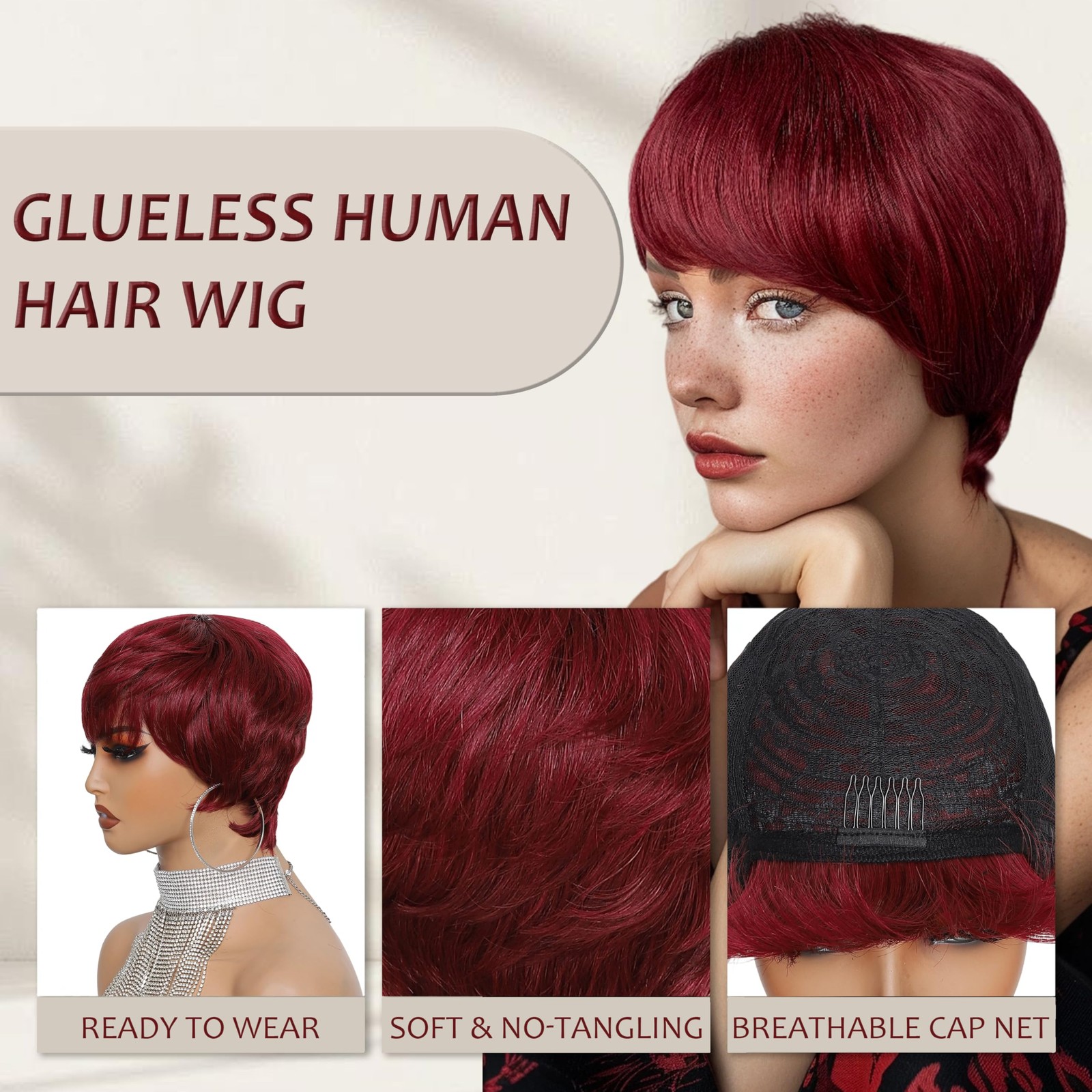 Short Pixie Cut Human Hair Wig For Black Women Human Hair Glueless None Lace …