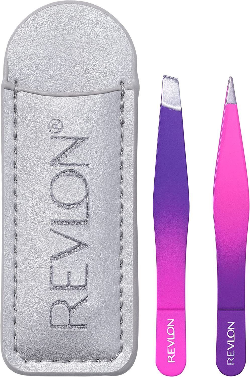 Revlon Mini Tweezer Set To Go, Slant and Point Tip Tweezers, Made with Stainless