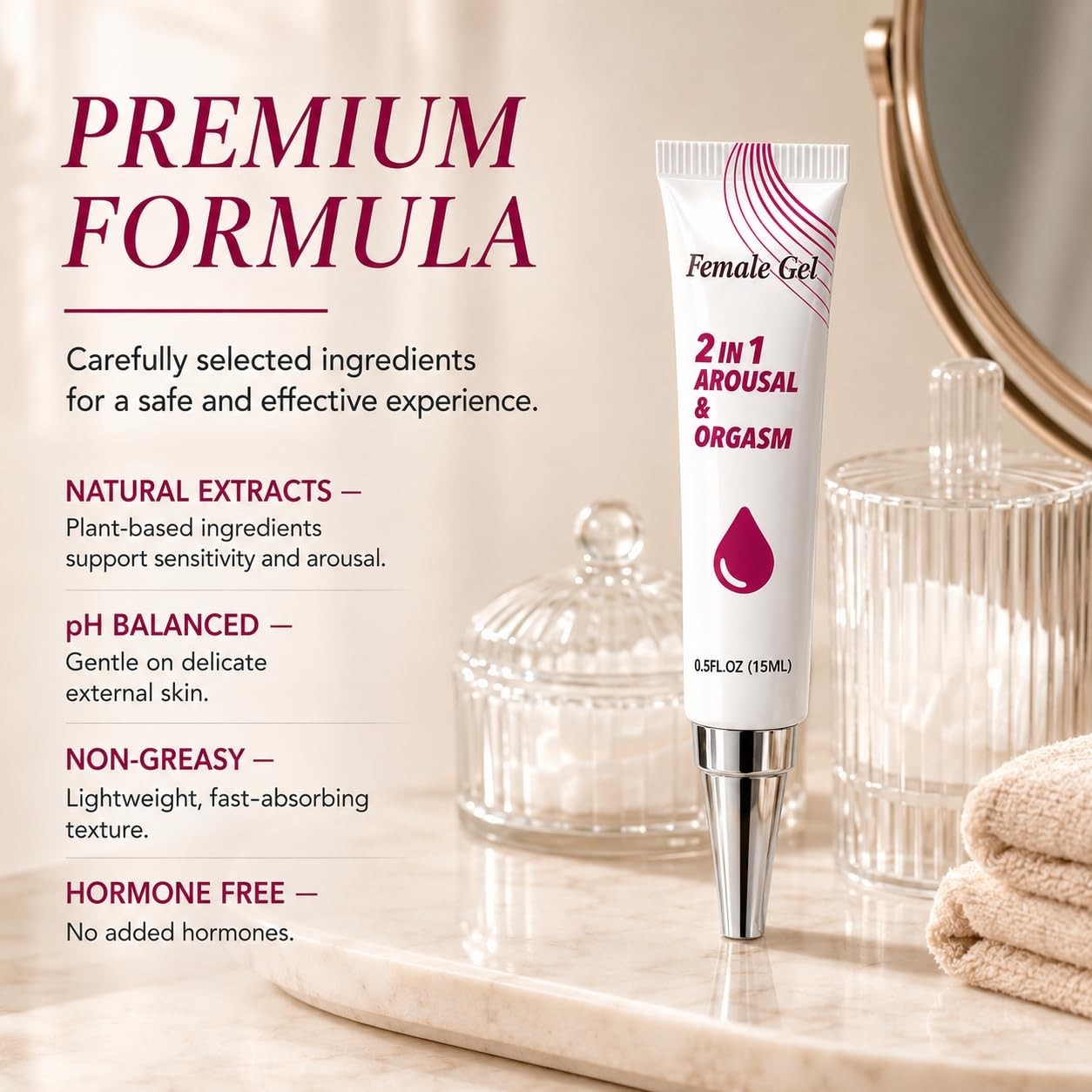 Intense Arousal Gel for Women – Fast Orgasmic Pleasure Booster, 15ml Travel Size