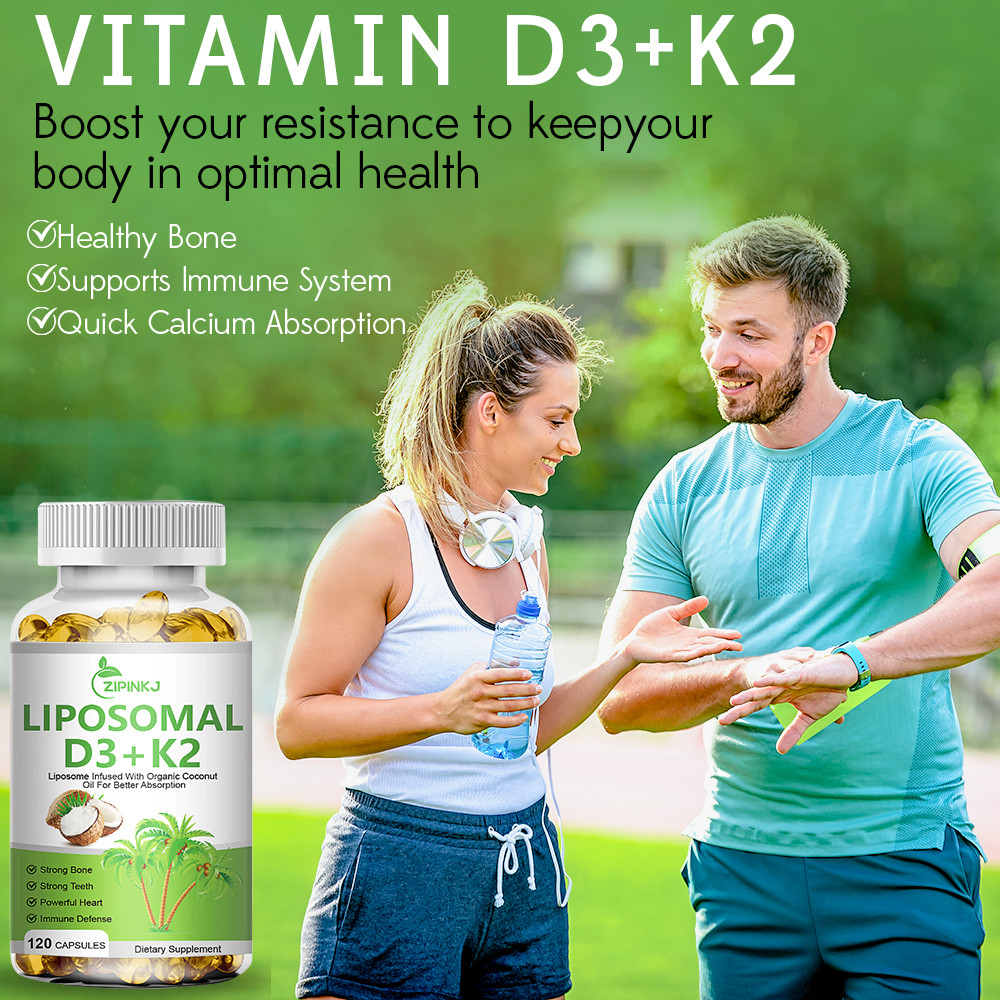Liposomal Vegan Vitamin D3 5000 IU K2 MK7 100 mcg Softgels, 120 Capsules