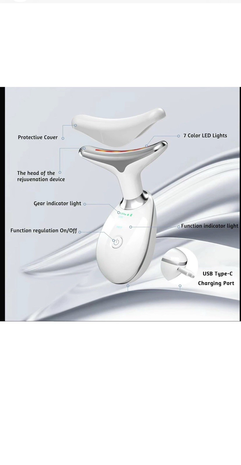 LED Neck & Face Massager Beauty Device – Heated EMS Skin Tightening