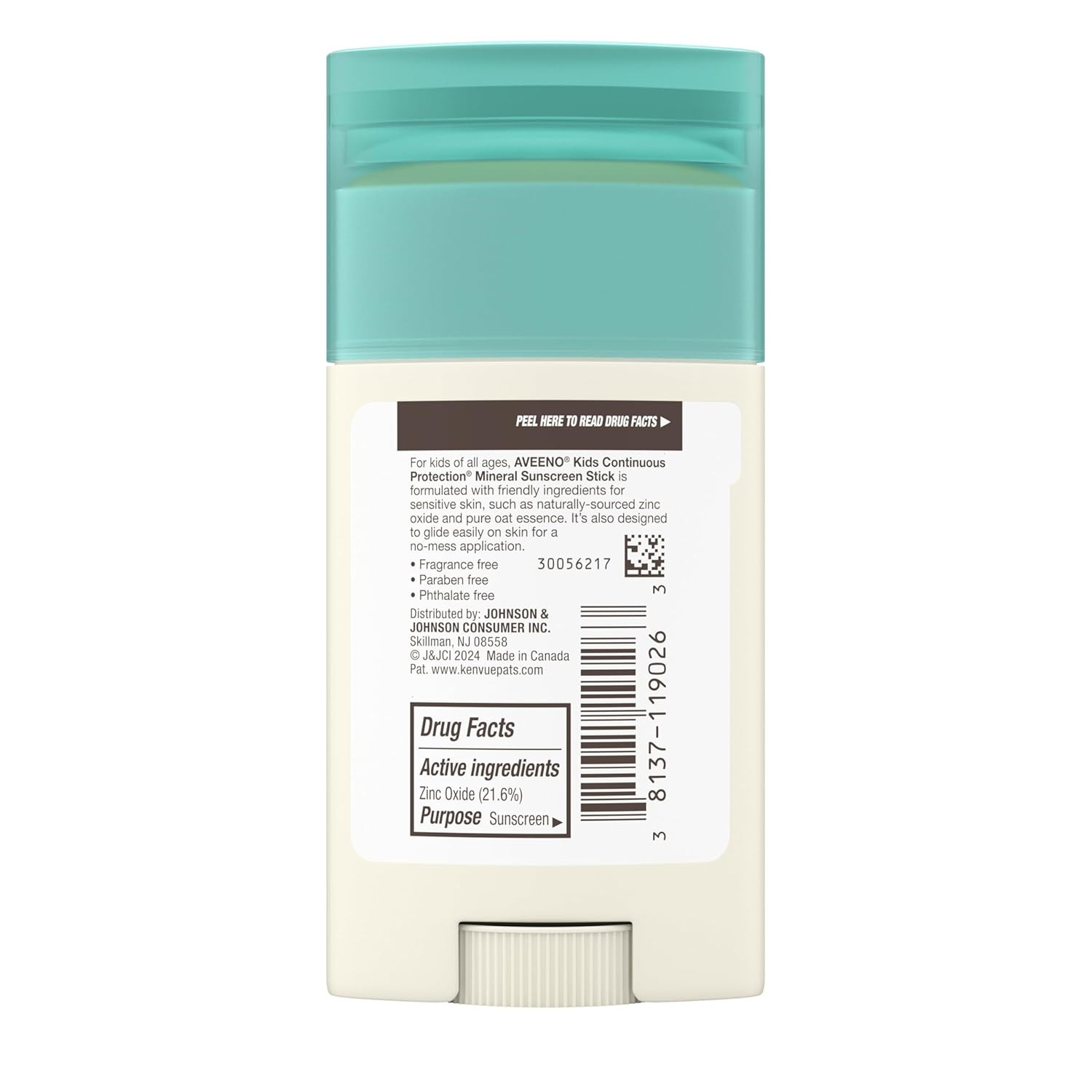 Aveeno Kids Continuous Protection Zinc Oxide Mineral Sunscreen Stick for Sensiti