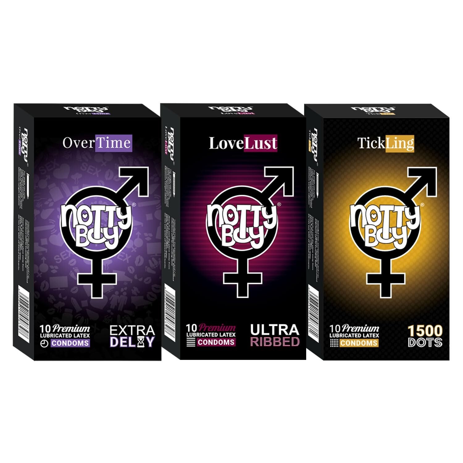 NOTTY BOY Condom Combo Set Condom For Men For Men – (30 Units, Pack of 3)