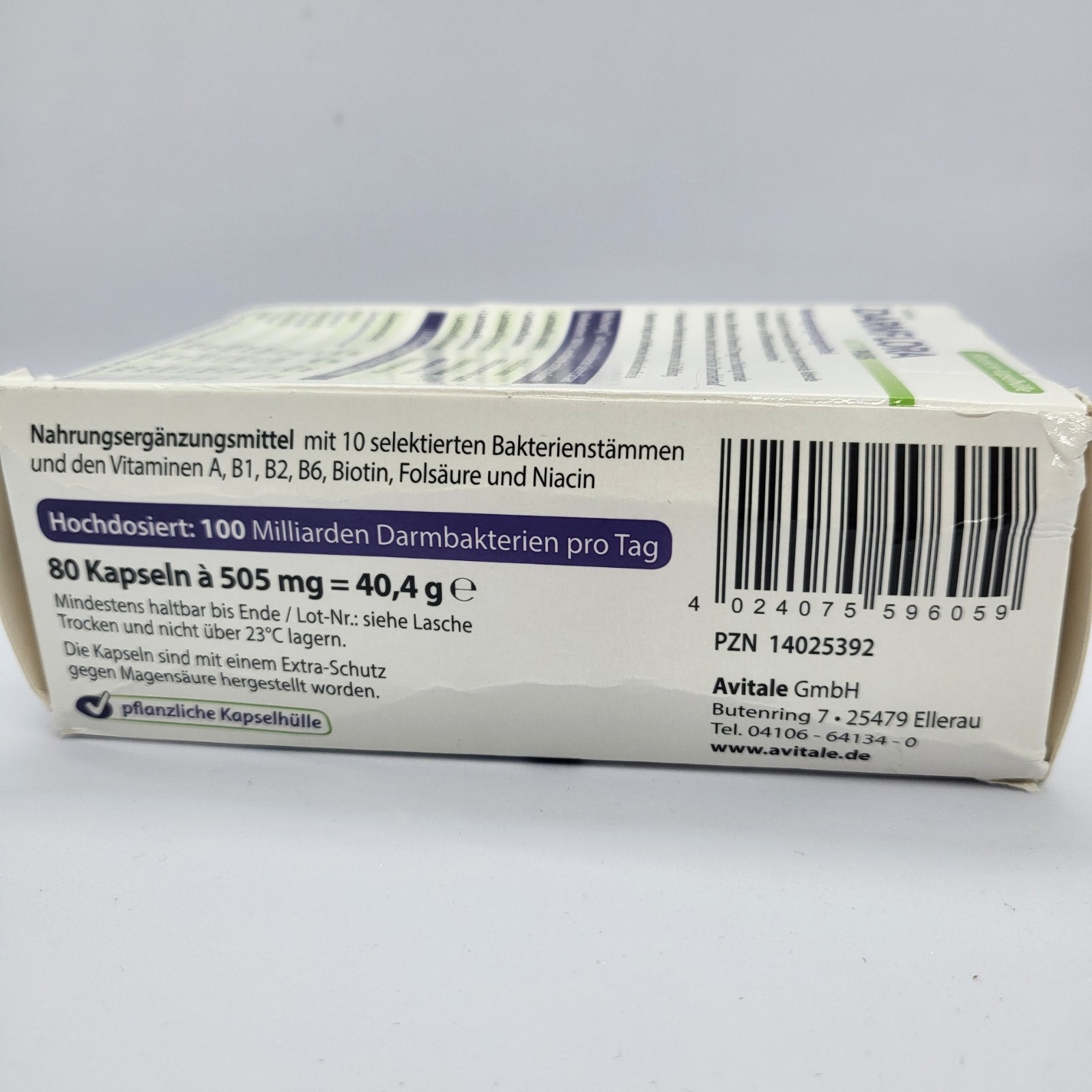 Avitale Darmflora Aktiv Plus 80 Capsules Probiotic 10 Bacterial Strains Exp05/27