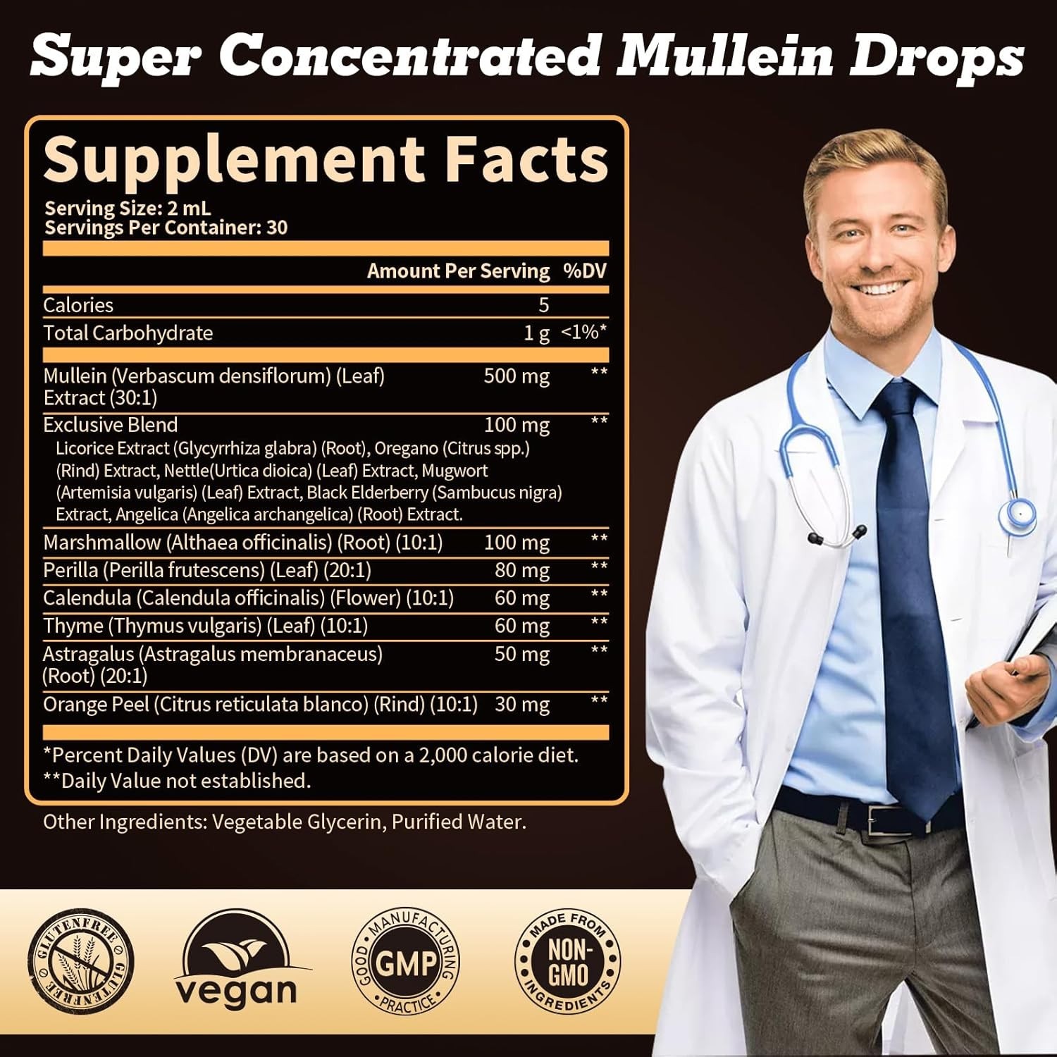 2Pack Mullein Drops for Lungs – Lung Detox for Respiratory Health Lung Cleanse