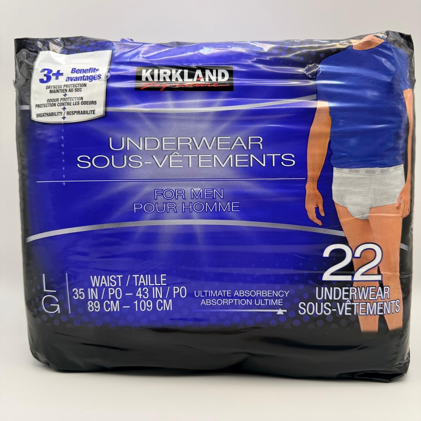 Kirkland Signature Incontinence Underwear for Men Large 22 Count Adult Protectiv