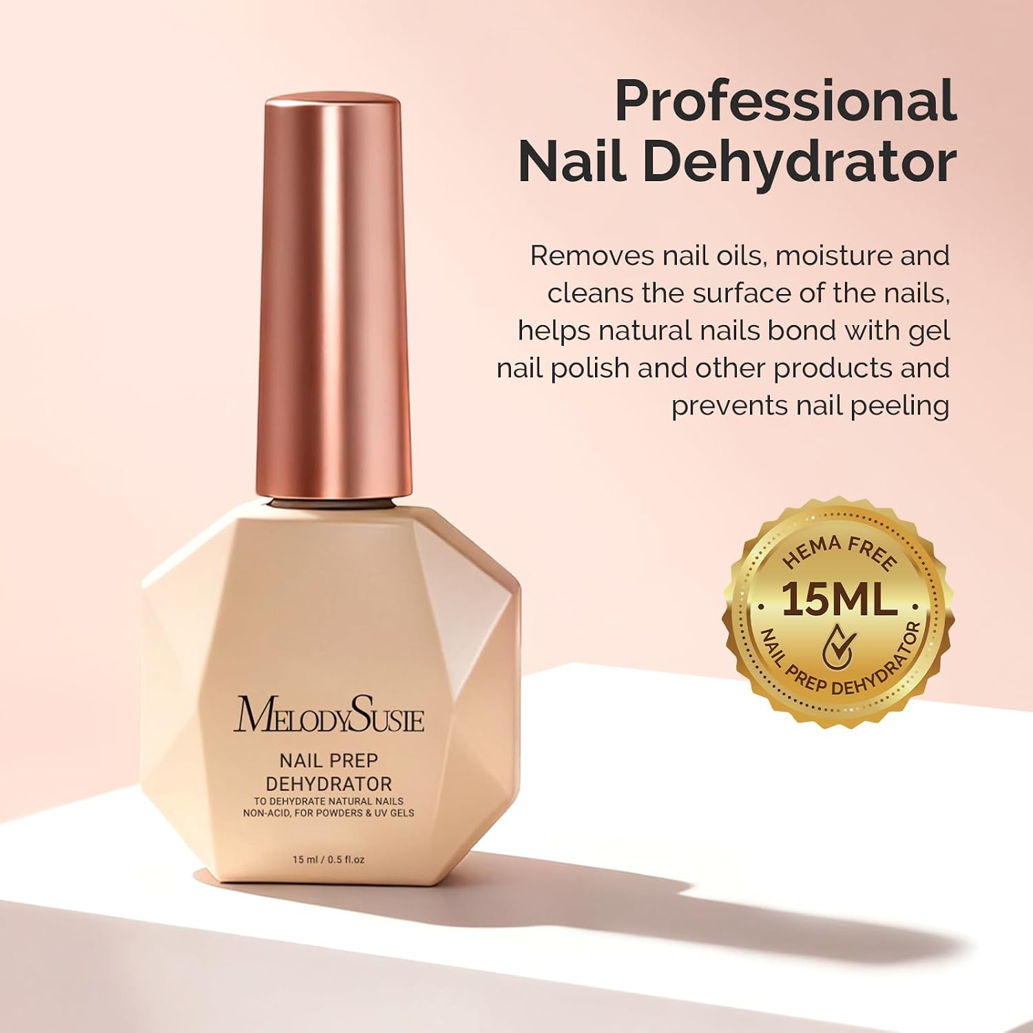 15Ml Nail Dehydrator HEMA Free Professional Nail Prep for Press On,Acrylic Gel P
