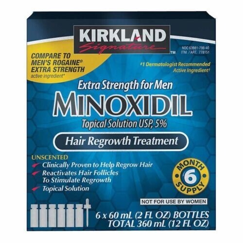 Kirkland Minoxidil 5% Hair Regrowth Solution Extra Strength Men 6 Month Supply