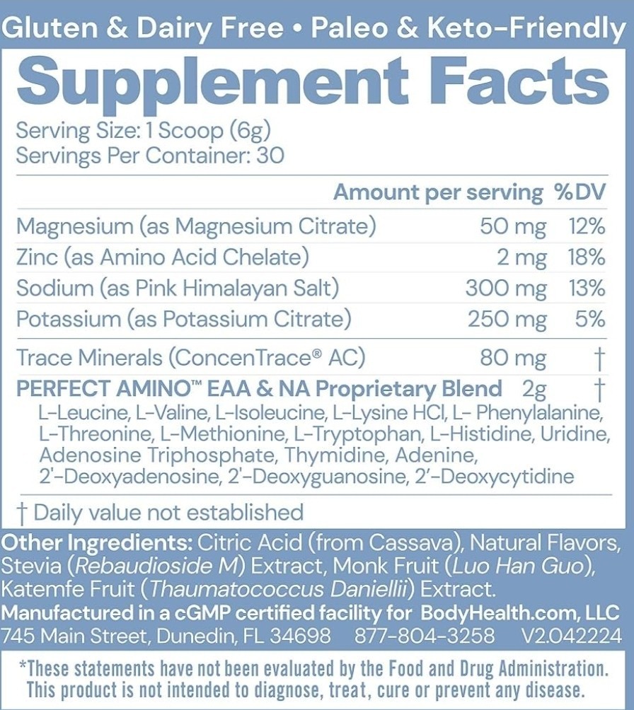 Bodyhealth Perfect Amino Electrolytes (Lemon/lime) 5.5oz/30 serving NEW!
