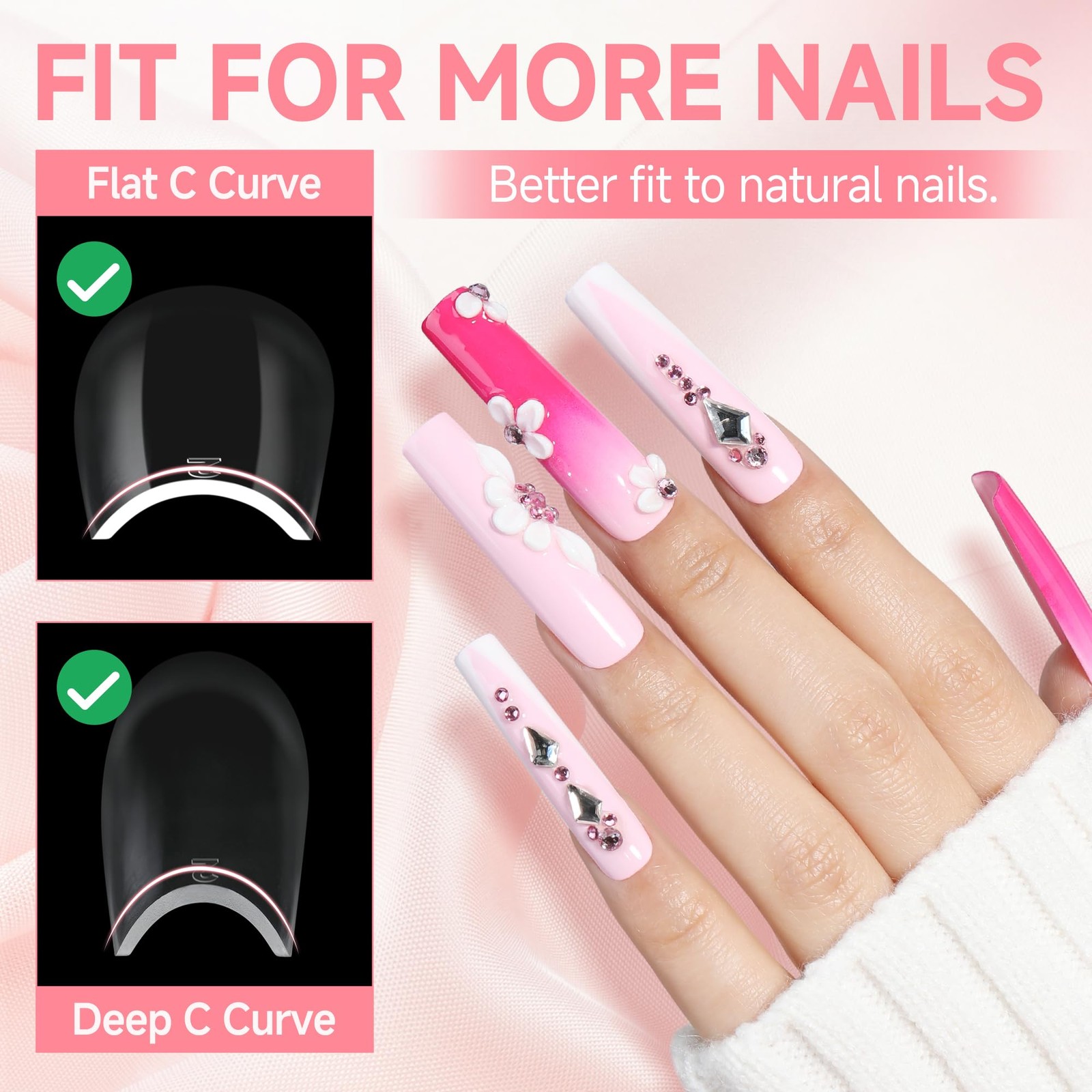 UNA GELLA Long Square Gel Nail Tips XXL: Pre 12 Sizes (Length Not Specified)