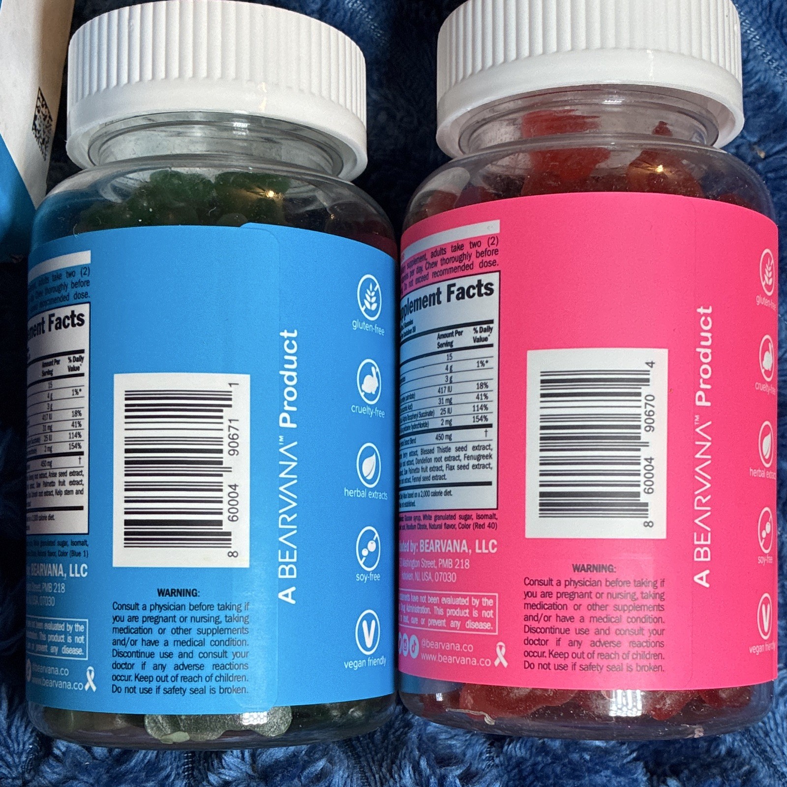 Bearvana Gummies Bundle 2 Pack Berry Top Support + Peach Gains 60 Ct
