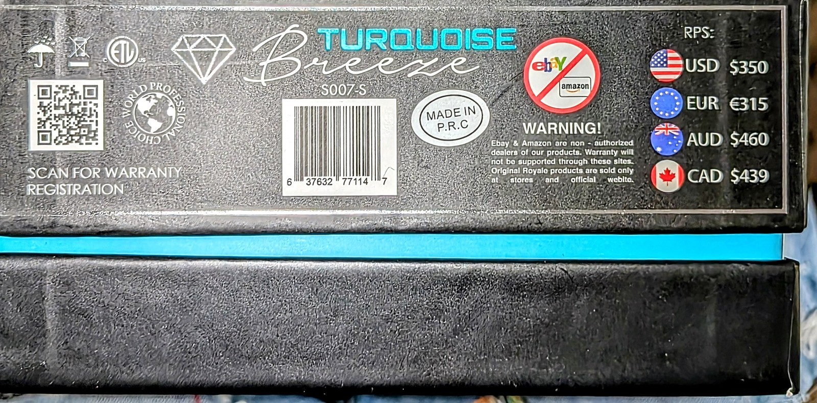 Royale Pro Hair Straightener Ceramic Plate Iron Turquiose Breeze #S007-S