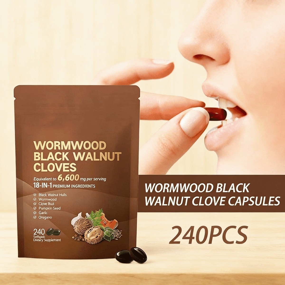 VivoNu Wormwood Black Walnut Cloves Capsules,Natural Cleanse&Metabolism Support