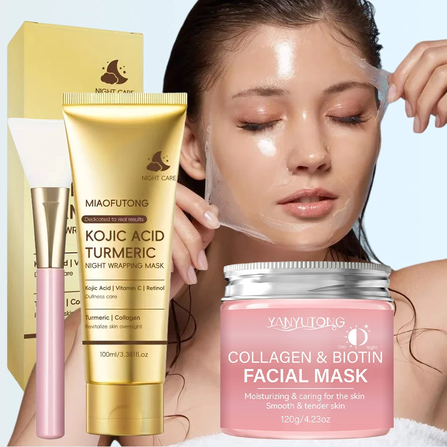 Collagen Peel Mask, Biotin Collagen Wrap Mask Day and Night, Deep Hydration, Nig