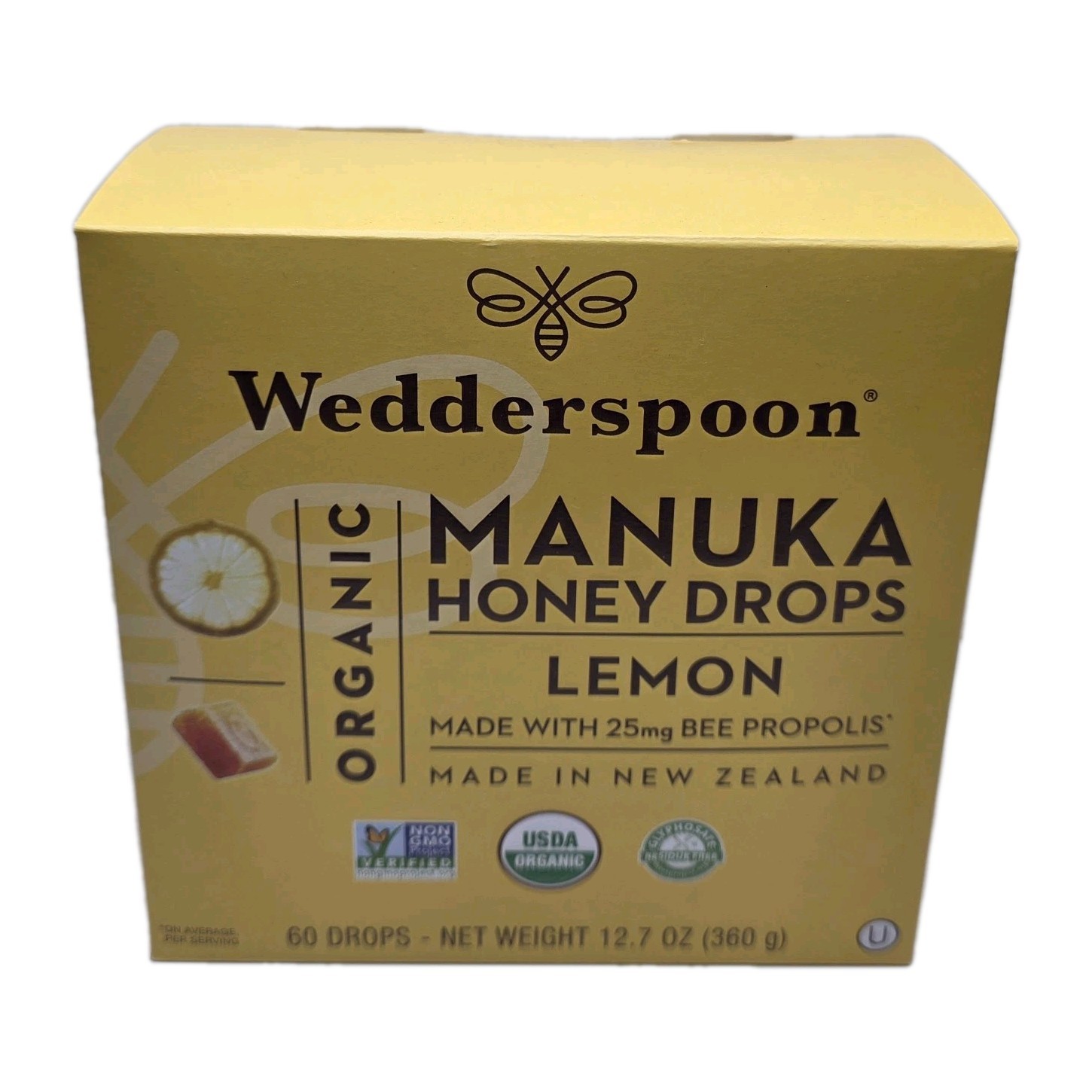 Wedderspoon Organic Manuka Honey Lemon Drops, 60 Count, Free Shipping-EXP:2028