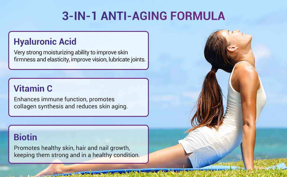 BIO NUTRI Hyaluronic Acid Supplements Emollient Moisturizing Anti-aging Biotin
