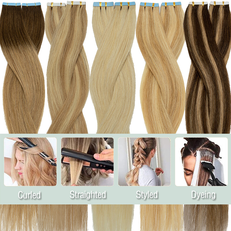 CLEARANCE Tape In Real Remy Human Hair Extension Highlight Skin Weft Thick 40PCS