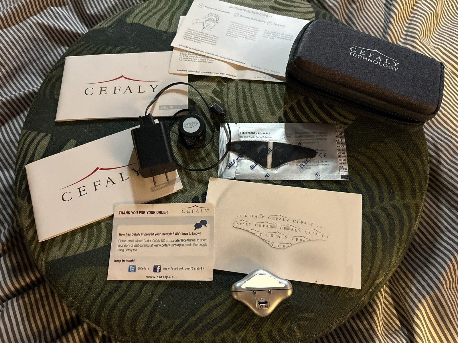 Cefaly Compact Migraine Treatment Device, Manual, Charger, Case And Box