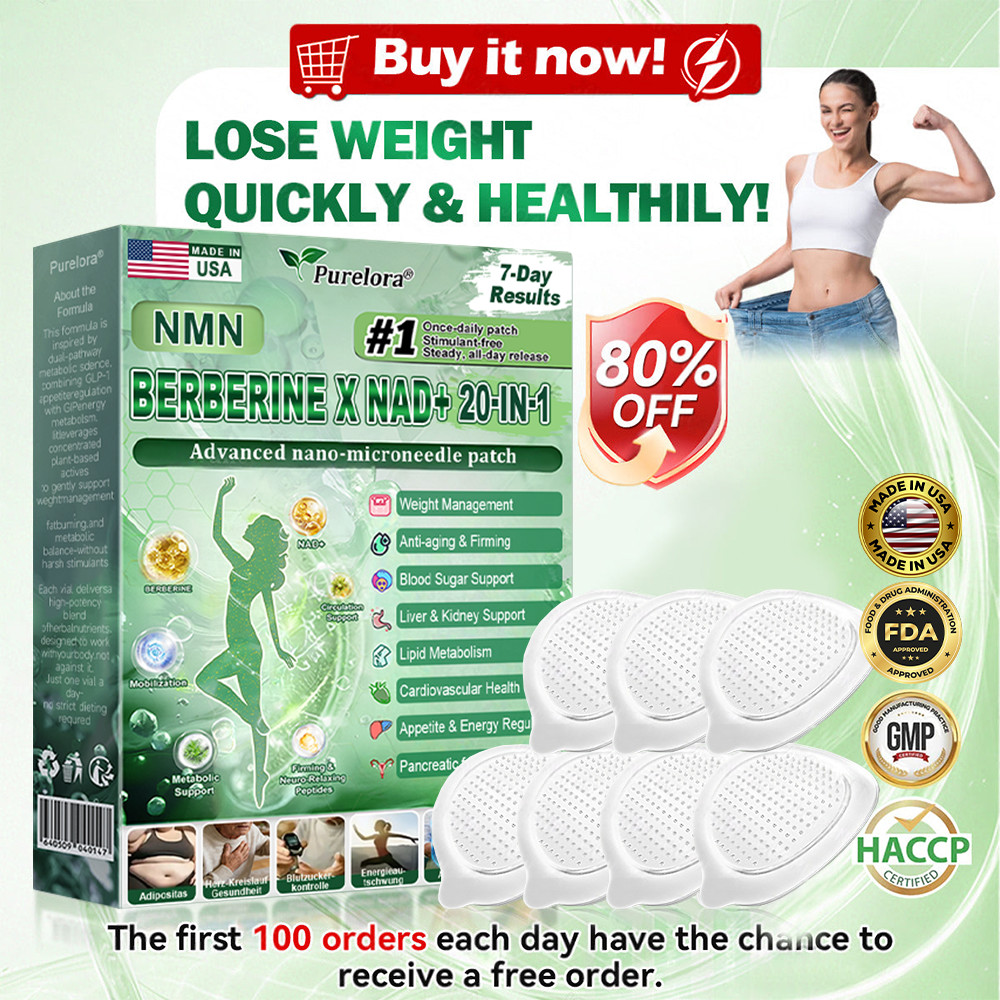 Purelora Moringa Berberine NAD+ Weight Loss Patches Advanced Nano Microneedle