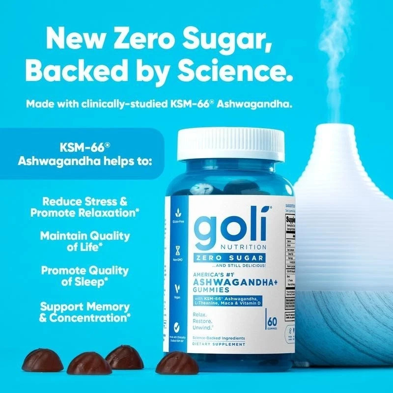 Goli Nutrition Ashwagandha Gummies Supplement Mixed Berry KSM-66