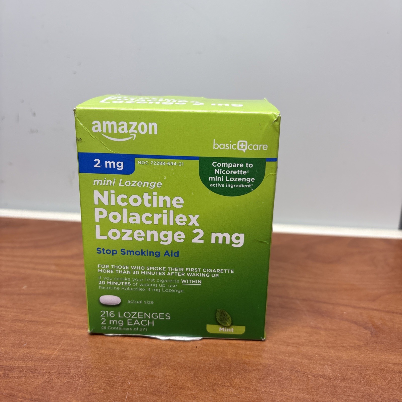 Amazon Basic Care Nicotine Polacrilex Mini Lozenge 2 mg (216 Ct) Exp 7/27