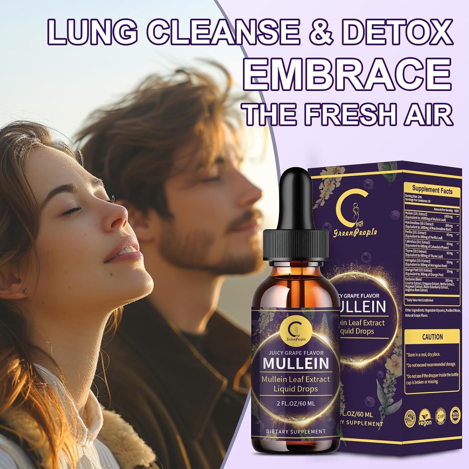 Mullein Drops for Lungs – Mullein Leaf Extract with Chlorophyll for Lung and Res