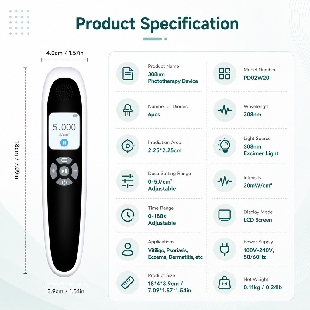 High Efficiency 308nm UVB Light Therapy Device for Skin Repair and Even Tone