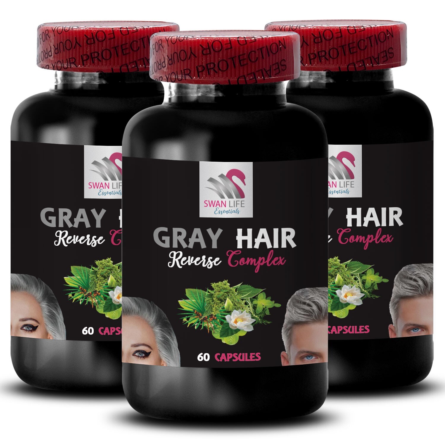 Radiant Hair Formula – GRAY HAIR REVERSE – Shine and Strength Blend 3 Bottles