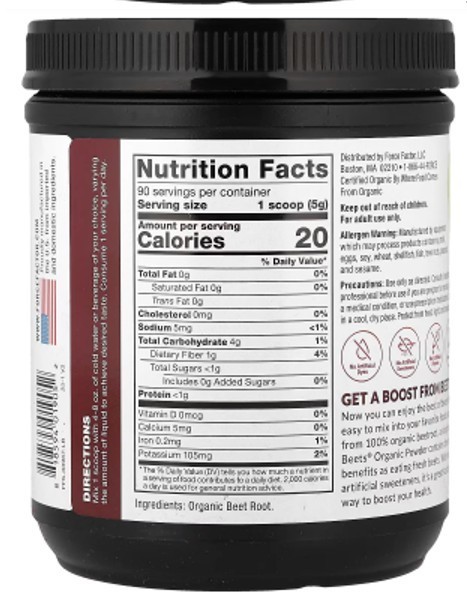 Force Factor Total Beets Drink Mix Superfood Powder with Nitrates to Support…