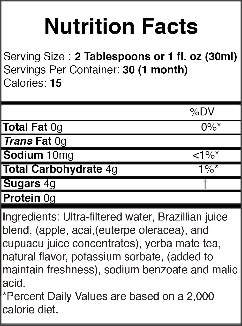 Fruta Vida – 30 oz (Acai, Yerba Mate, Cupuacu) 1 Bottle